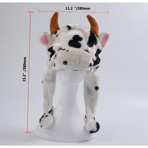 New Fashion Animal Winter Birthday Party Caps Cute Plush Brown Cow Animal Hat Cartoon