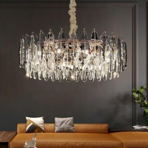 Modern Minimalist Pendant Light Atmosphere Living Room Bedroom Light Luxury Designer Crystal Glass Chandelier Pendant Lamp LED