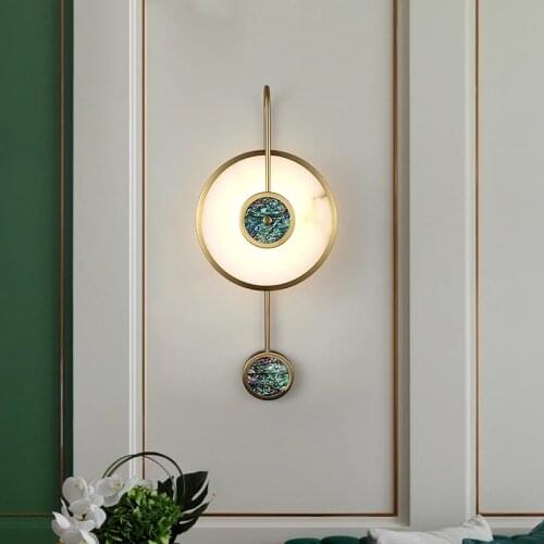 Modern Wall Light Marble Luxury Golden Round Copper Wall Lamp Nordic Sconce For Living Room Dining Room Bedside Aisle Stair
