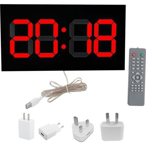 LED Digital Alarm Clocks Big Digit 3D Wall Clock 8 Shape Electronic Table Watch Shelf Nixie clock mural Red Digit 100-240V