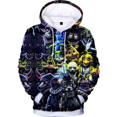 Five Nights At FNAF Hoodies Cartoon Harajuku Men Women 3D Print Hoodie Autumn Pullovers FNAF Costume For Teens Sport Clothes