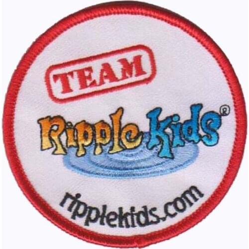 Embroidery Ripple-Kids Patches Made by Twill with Merrow Border and PVC backing Competitive Price The MOQ50pcs free shipping