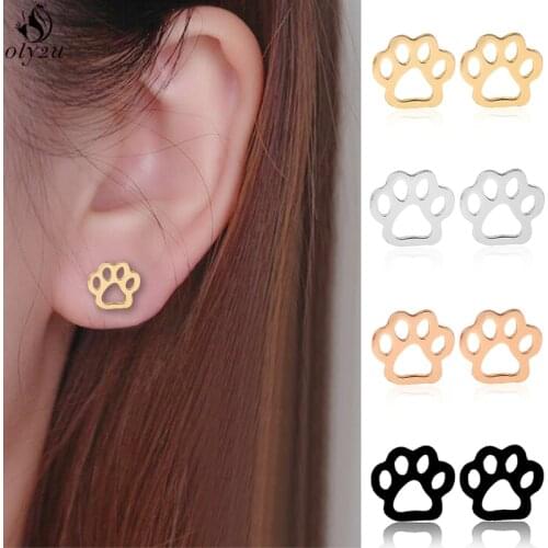 Bohemia Trendy Dog Paw Earrings for Women Fashion Earings Jewelry Stainless Steel Footprint Earrings Ear Piercing Girl oorbellen