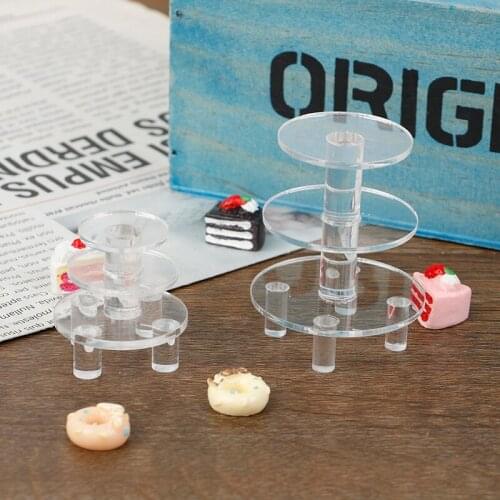 1Pc 1/12 Dollhouse Mini Cute Dessert Pan Cake Stand Acrylic Fruit Tray Doll Kitchen Toys