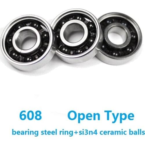 100pcs 608 bearing steel hybrid Si3N4 ceramic ball bearing Finger spinner bearing 8x22x7 mm roller skate wheel bearings