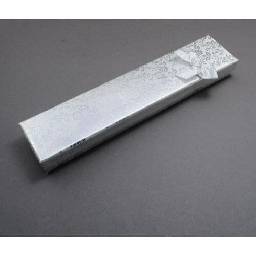 2pc Rectangle Bowknot Cardboard Long Necklace/Jewelry/Gift/Pendant Paper Boxes for Bangles or Bracelets with Sponge 215x47x24mm