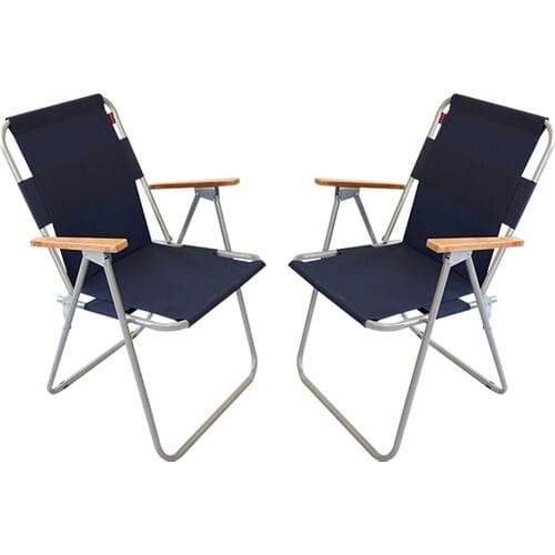 2 Folding Chairs Camping Chair Balcony Chair Foldable Picnic And Garden Chair Navy Blue Camping