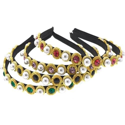 2019 New Trendy Handmade Imitation Pearl Hairbands For Women Gold Color Ball Bride Wedding Hair Jewelry Hair Bands Accessories