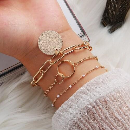 3 Pcs/set Bohemian Fashion Multilayer Bracelets for Women Gold Wrist Chain Bracelets Set Female Boho Statement Bracelet Jewelry