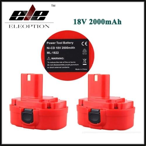 2 PCS ELEOPTION 18V 2.0AH 2000mAh Ni-CD Rechargeable Power Tool Battery for MAKITA 1822 192826-5 192827-3 PA18 18 Volt