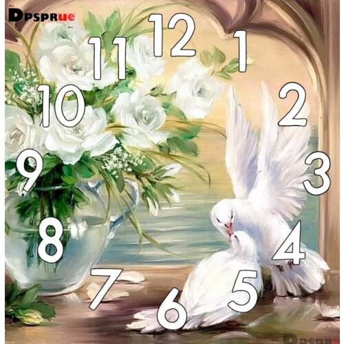 Full Square/Round 5D Drill Diamond Painting With Clock Animal Bird 3D Embroidery Mosaic Cross-stitch Kits Wall Home Decor