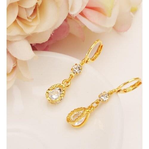 Bangrui Luxury Fashion Big White Zircon Earrings Women Drop Water Earrings Gold Color Drop Jewelry G