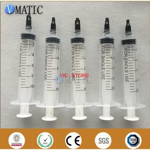 Free Shipping 10cc/ml Glue Dispensing Plastic Manual Syringe With Black Cap/Stopper 5 Pcs