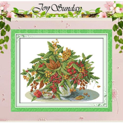 Free Ship Cherry Vase Patterns Counted Cross Stitch 11CT 14CT Cross Stitch Sets Chinese Cross-stitch Kits Embroidery Needlework