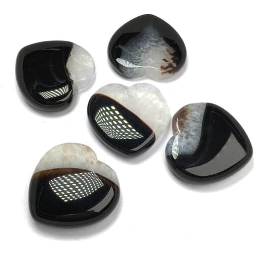 Heart Shaped Natural Stone Bulk Stone Beads From Black Agates Pendant Jewellery Natural Stone Charms Size 35x35mm