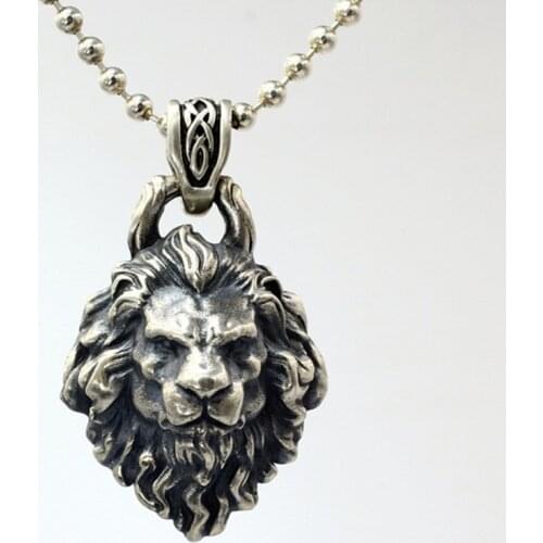 BOCAI 2021 Trend Leo Man Pendant Pure s925 Silver Constellation Lion Personalized Locomotive Rock Necklace Accessories