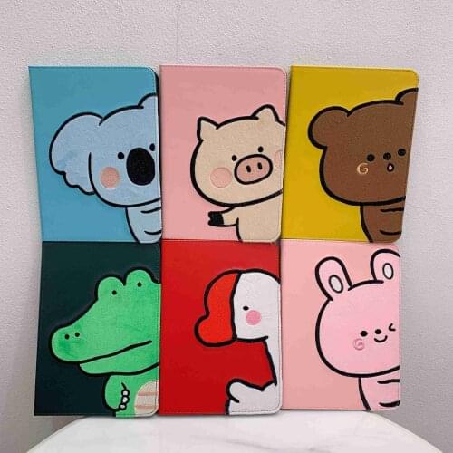 Simple Style Cartoon Animals Embroidery Tablet Case For iPad 6th Air 1 2 3 Mini 4 5 Pro 9.7 2017 2018 2020 Cover