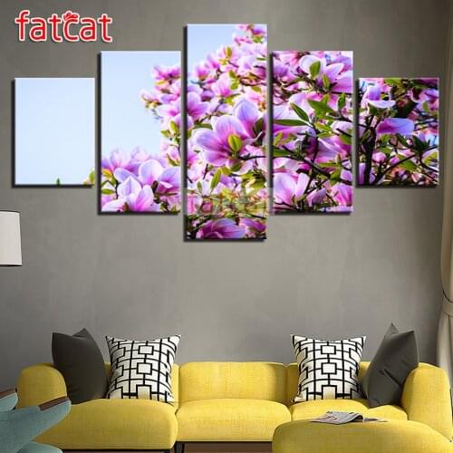 FATCAT orchid flower 5 Piece Diy Diamond Painting Full Square Round Drill Diamond Embroidery Sale Needlework Decor AE2010