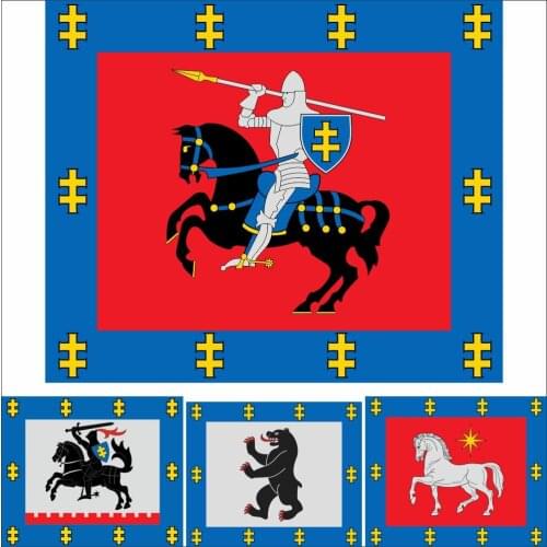 Lithuania County FLAG 4X4FT 120x120cm 100D Polyester Double Stitched High Quality Banner LTU Kauno apskritis