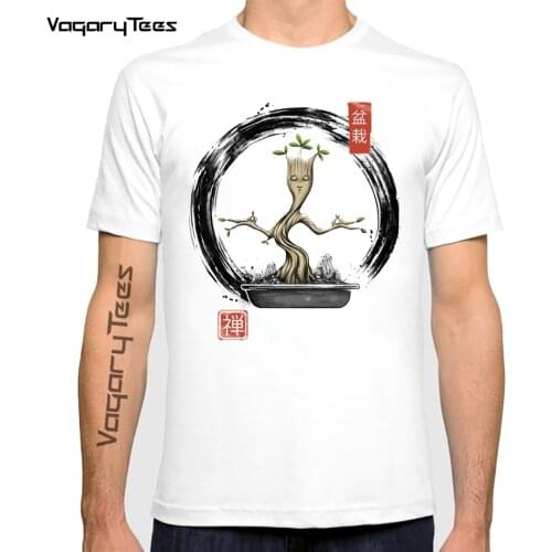 Traditional zen bonsai meditating t-shirt homme summer new short t shirt men white casual Tree zen tshirt unisex streetwear