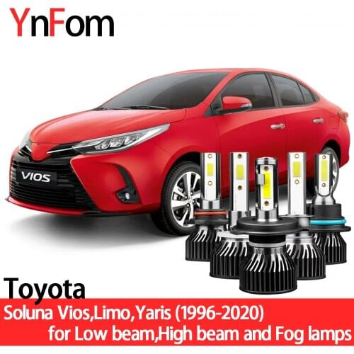 YNFOM LED headlights kit for Toyota Soluna Vios AL5 P4 1996-2013 Low beam,High beam,foglamp,car accessories,car headlight bulb