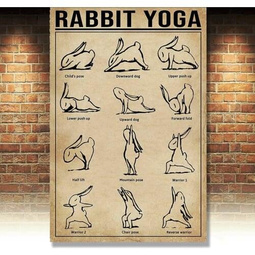 Rabbit Yoga Metal Sign Garage Street Cafe Bar Club Kitchen Wall Decoration Retro Metal Tin SignBest Gift for Family and Friends