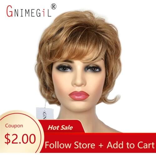 GNIMEGIL Curly Hair Womens Natural Costume Party Blonde Wigs Fluffy Synthetic Hair Replacement Lady Wig