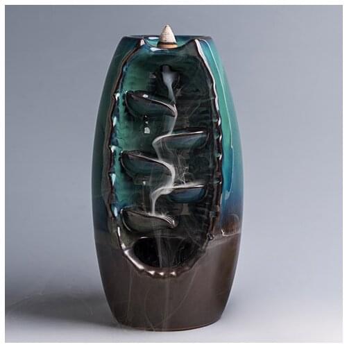 Creative Backflow Incense Burner Porcelain Smoke Incense Holder Waterfall Burner Rockery Bruleur Encens Room Decoration AC50XX