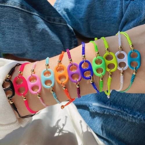 10Pcs,2021 Fashion Colorful Coffee Bean Connector Beads Bracelets Colorful Braiding Braided Nylon Adjustable Friendship Bracelet