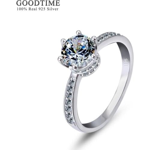 Fashion Jewelry Pure 100% 925 Sterling Silver Wedding Bridal Lettering Ring Shining Zirconia Finger Rings Gift For Women