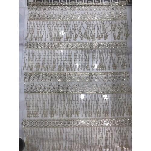 Fashion trend New product release in July 2018 5yards st349# 2 color Floc lace fabric for bridal wedding dress/sawing