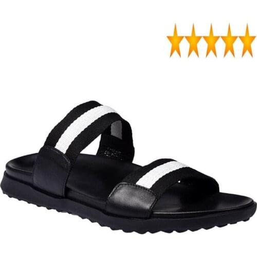 Fashion Personalized Beach Slippers Men Outdoor Summer Non-slip Flat 100% Real Leather Comfortable Open Toe Sandals