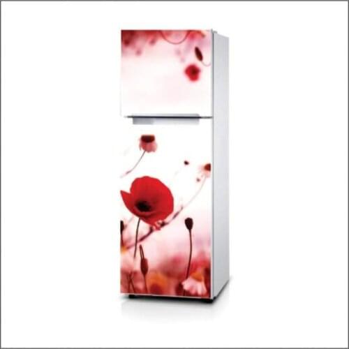 Fridge Sticker Poppy Flower Refrigerator Dishwasher Door Wrap Kitchen Wallpaper Accessories Modern 3d Wall Stickers Customizable