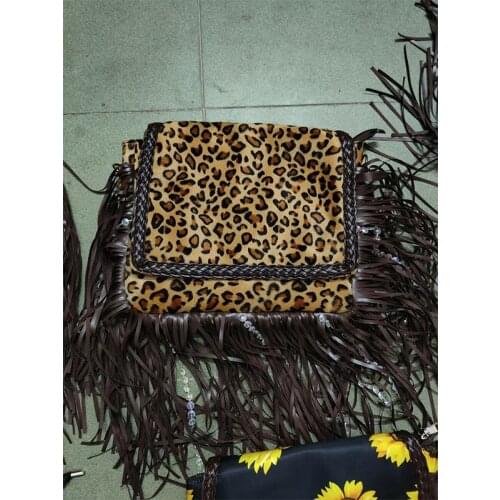 New Fashion White Plaid Shoulder Bag Leopard Women Tassel Messenger Purse PU Canvas Ladies Fringe Checkerd Crossbody Bag