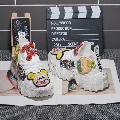 2021 new heavy industry thick-soled sports casual shoes old shoes tide brand stretch knitted socks shoes women