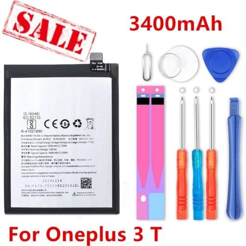 New 3400mAh Battery for OnePlus 3T A3010 1+ 3T Phone BLP633 OnePlus 3 High Quality Mobile Phone Replacement Accumulator