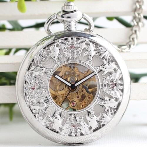 Fish Pendant Hollow New Black Vintage Mechanical FOB Pocket Watch Necklace Pendant Men Women Gift Roma Number TJX102