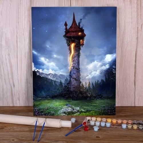Scenery The Story Of Rapunzel DIY Painting By Numbers Set Acrylic Paints 40*50 Picture By Numbers Photo Decoration Art