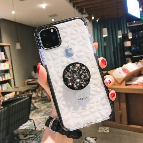 DIY CZ diamond Stand Holder Phone Case For Samsung S20 S8 S9 S10 Plu A30 A50 A70 M20 Note10plus S7Edge Soft TPU Crystal Cover