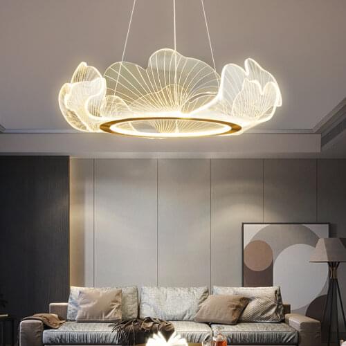 Lotus Leaf Living Room Chandelier Post-modern Light Luxury Dining Room Master Bedroom Light Acrylic Led Lights for Room