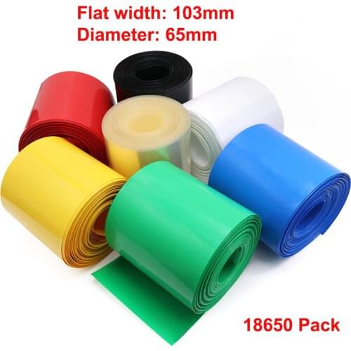 1M Width 103mm PVC Heat Shrink Tube Dia 65mm 18650 Lithium Battery Pack Wrap Cover Skin Insulated Film Protection Sleeve Sheath
