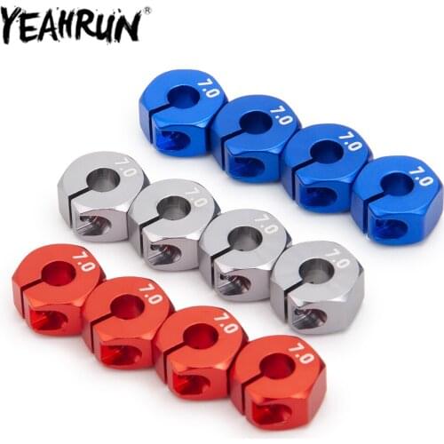 YEAHRUN 4PCS CNC Metal Adapter 7mm Thick Wheel Rim Hex Drive Adapter 12mm for 1/8 RC Crawler Car HSP HPI Upgrade Parts
