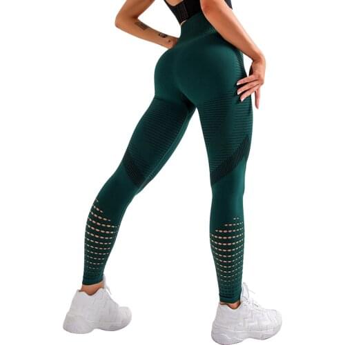 SVOKOR Women Leggings Sexy High Waist Fitness Leggings Solid Hollow Breathable Sports Pants