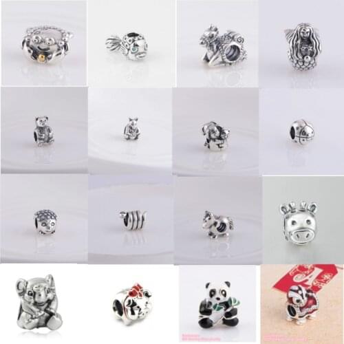 925 Sterling Silver Animal Lion Dance Piggy Horse Camel Travel Hedgehog Giraffe Kangaroo Goldfish Mermaid Insect Ladybug Charm