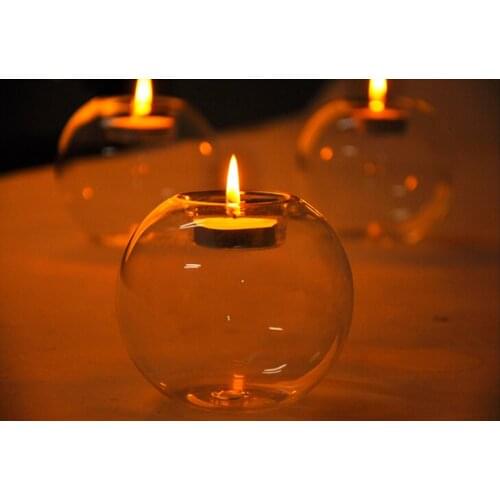 1PC Pure handmade heat-resistant glass candlestick European crystal round Candle holder home decoration glass decor JY 1208