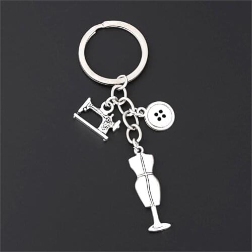 1Pc Sewing Machine Clothes Button Charms Keychain Coat Rack Keyholder For Seamstess Handmade Gift Jewelry Crafts E2692