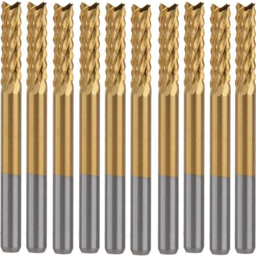 10pcs Titanium Coat Carbide 3.175x12mm PCB Carbide Tools, CNC Cutting Bits, Millinging Cutters