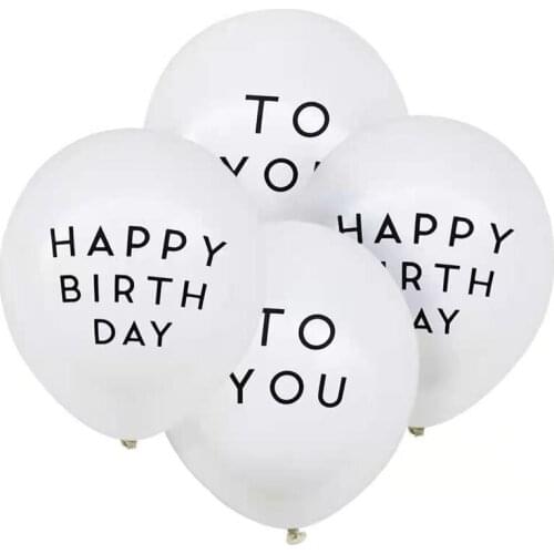 10pcsHAPPY BIRTHDAY TO YOU Birthday party decoration dress up white ball black latex balloon