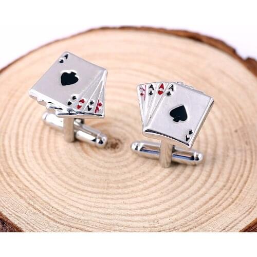 12Pairs/lot Now You See Me 4A Poker Pattern Cufflinks Metal Alloy Suits Wedding Gift Business Shirt Cufflinks for Fans HC11308