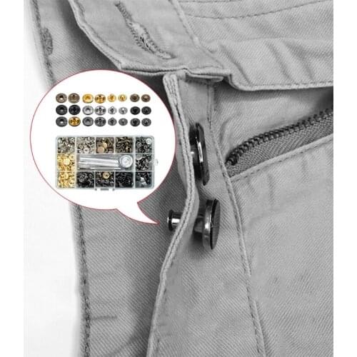 120 Sets of Metal Four Button Tool Set Jeans Bags Pure Copper Button DIY E56C